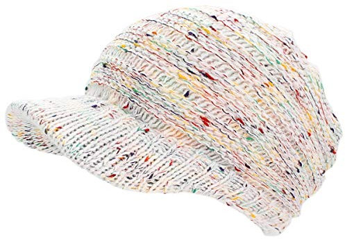 dy_mode Strickmütze Damen Schirmmütze Winter Mütze Einfarbig Bunt - A082 (A315-Weiß)