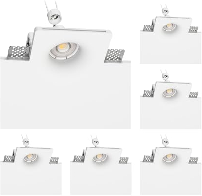 ledscom.de 6 Stück LED Gips Einbaustrahler GIEDI DIY, inkl. GU10 Lampe 535lm 30° weiß