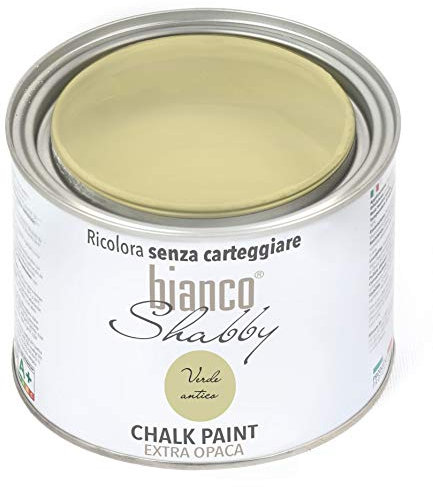biancoShabby® Chalk Paint Verde Antico Pintura Shabby Chic Vintage para Muebles y Paredes Extra Mate vuelva a dar color fácilmente todo tipo de material sin lijar (500 ml)