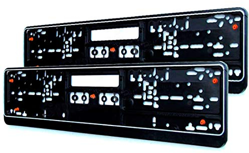 M&G Techno 2er-Set Kennzeichenschildhalter Nummernschildhalter schwarz mit Gummi, Anti-Vibration