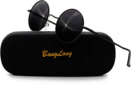 BangLong Runde sonnenbrille Herren Damen, Runde Polarisiert Sonnenbrille Retro Vintage Sunglasses Mirrored Lenses