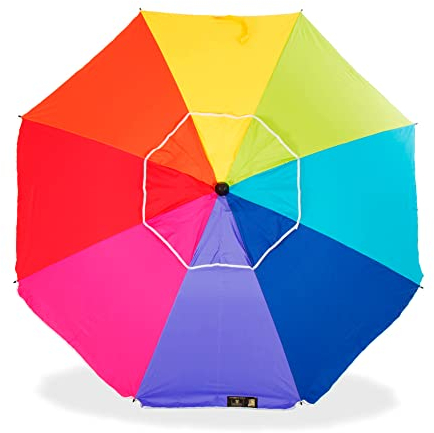 CREVICOSTA QUALITY MARK MARCAS DE CALIDAD - Sombrilla 200 cm con Espiral y Poste de Recorrido Total. Protección total contra los Rayos UV. 8 Varillas (Orgullo)
