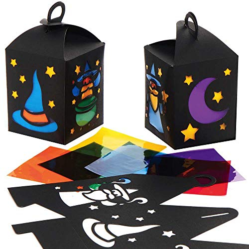 Baker Ross AX203 Halloween-Laternen-Sets mit Zauberer-Motiv– 4 Stück, Papierbasteln für Kinder zum Dekorieren und Präsentieren während der Halloween-Saison, Mittel