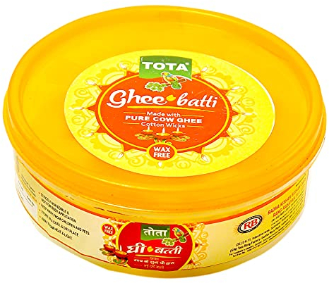 TOTA Wachsfreie reine Kuh Ghee Diya Baumwolle Dochte für Puja 50 Stück Diya Batti für Pooja
