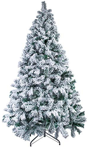 Weihnachtsbaum Künstlich mit Schnee 180cm, Uten Tannenbaum mit Metallständer, Christbaum mit 700 PVC dichte Zweige für Aussen und Innen