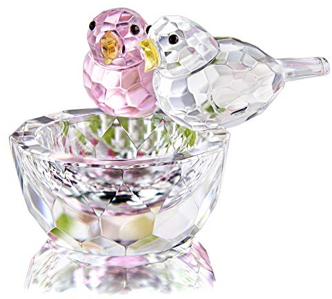 HDCRYSTALGIFTS Figura de pájaro de cristal coleccionable, figuras de animales de cristal, decoración del hogar, mamá