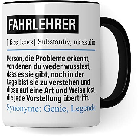 Pagma Druck Tasse Fahrlehrer lustig, Fahrlehrer Geschenk, Spruch Fahrschule Kaffeebecher Geschenkidee, Kaffeetasse Beruf Fahrstunde Teetasse Fahrlehrerausbildung Becher