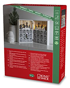 Konstsmide LED Holzsilhouette, Adventskalender, 6H Timer, 8 warm weiße Dioden, batteriebetrieben, Innen, 0, 48W, Batterie: 4 x AA 1, 5V (exkl.) - 3283-210