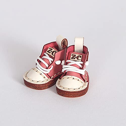 XiDonDon Ob11 Puppenschuhe Rindsleder Canvas Schuhe Puppenkleidung Schuhe Hohe Stiefel für Holala, OB, GSC, Body9,1/12bjd Puppenzubehör (Pink)