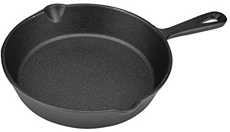 Restokki 20cm poelon fonte Poêle en Fonte, Poêle Vintage Poêle à Frire Antiadhésive Noire, Poêle en Fonte pour Cuisinière et Camping, Cuisson 20CM