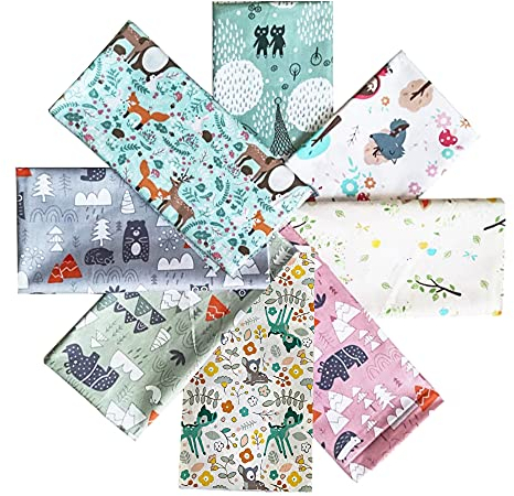 Tucireat Patchwork Stoffpaket - 8 Stück Jersey Stoff Meterware, Stoffreste Baumwolle Zum Nähen, Baumwollstoff 50 x 40cm