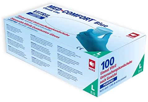 Lemming Vitril Einmalhandschuhe Untersuchungshandschuhe Vinyl-Nitril Gemisch (blau, XL (10))