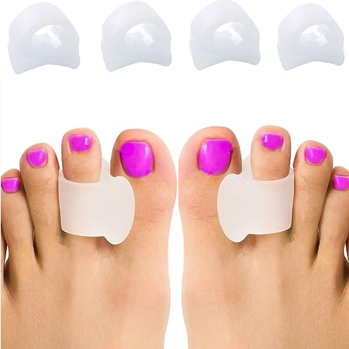 Zehenstrecker (4 Stück) white Gel Zehenspreizer für Hallux Valgus Korrektur, überlappende Zehen Silikon Zehentrenner