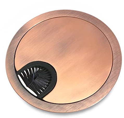 PRIOstahl Kabeldurchlass Kabeldurchführung Kabel Kabelabdeckung Rund Kabelordnung 1 Stück mit Bürstenverschluss Ø90mm Oberfläche: Kupfer gebürstet (Optik) für Schreibtische aus Metall