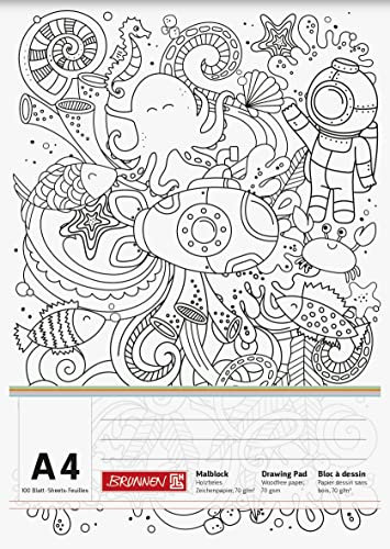 BRUNNEN Malblock „Submarine“ ZENart | A4, 100 Blatt, weiß/schwarz