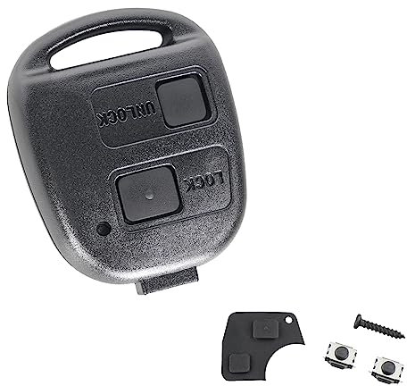 2 Buttons Car Key Fob Cover For Toyota RAV4 Yaris Corolla Avensis Prado Celica Camry Echo Pixis Estima Celica Rush Land Cruiser T-oyota Remote Car Key Shell with Rubber Pad No Blade