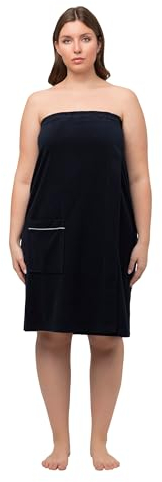 Ulla Popken Damen Reißverschluss_816506 Bademantel Mit Reißverschluss, Nachtblau, 50-56 EU