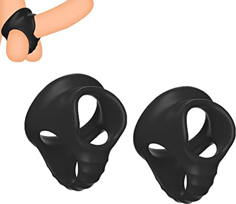 2pcs Silikon Penisring Für Die Männer Cockring Sex Penis Ringe Set, Sexueller Hodenringe Für Den Mann Spiele Sex Spielzeug Für Paare (Black)