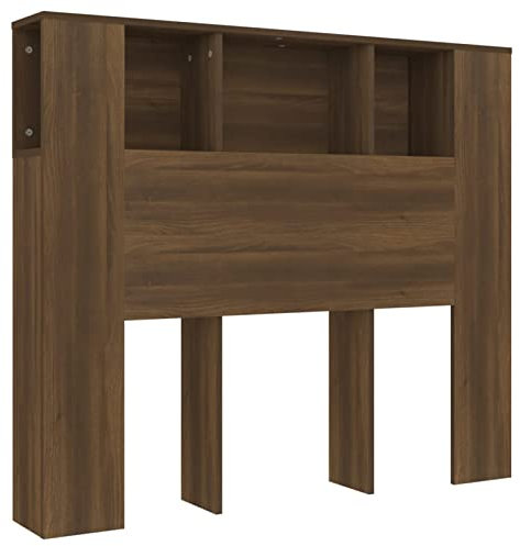 Keketa Kopfteilschrank, Home Indoor Schlafzimmer Bücherregal, Holz Stauraum Bett Rückwand Fußteil Möbel Bett Zubehör Braun Eiche 120 x 18,5 x 104,5 cm