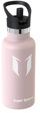 Super Sparrow Botella Agua Niños Acero Inoxidable - Botellas Termica 350ml - Sin BPA - Termo Cantimplora con Pajita Vacío, para Deporte, Viaje, Escuela, Exterior, Oficina