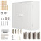HSHa Wall Mounted Kitchen Cabinet for Store Medicine, Tableware, Hanging Wood Cupboard Storage Cabinet with Double Door, Adjustable Shelf, White