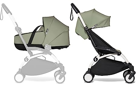Passeggino Completo BABYZEN YOYO2 - Include YOYO Navicella (Olive), Telaio (Bianco) & Rivestimento colorato 6+ (Olive) - Per Bambini fino a 22 kg
