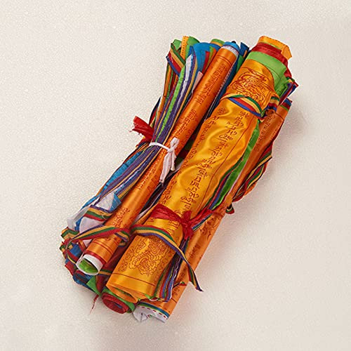 Budista tibetano, banderas de oración/meditación, decoración del hogar Zen, al aire libre, banderas tibetanas Bandera de meditación budista Satén Viento Caballo Lungta Banderas, tibetano 7 m/8,4 m de