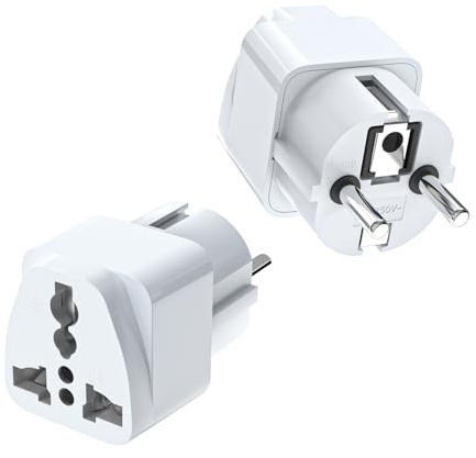 VIEVRE 2 adaptadores de viaje universales, adaptador de China Alemania, adaptador universal europeo, adaptador de enchufe para Estados Unidos, Reino Unido, Tailandia, Suiza, China, Italia, etc
