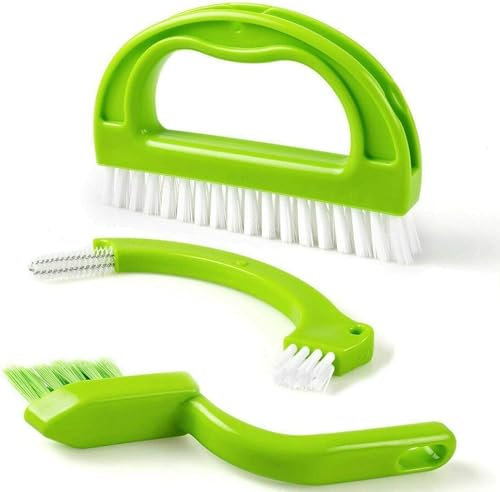 ARA CHOICE 3 in 1 Tile Grout Cleaning Brush Mold Remover Narrow Stiff Stain Cleaner Green Brushes for Kitchen Floor Lines - Joint Scrubber Deep Ideal Bathroom