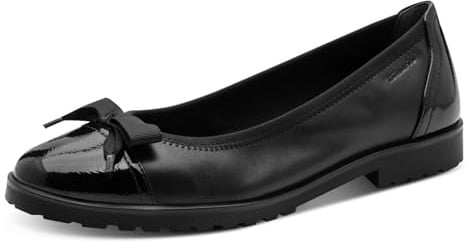 Tamaris Damen Klassische Ballerinas, Frauen Ballerinas,TOUCHit-Fußbett,Nude,Papaw,Pass-Form,Pepper,Pflege-leicht,qualitaet,Trend,Black,42 EU