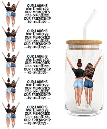 Asudaro DTF Transfer Sticker Girl Pattern DIY Mug Stickers 16 Unzen Glas Becher Wasserfeste Klar Rub on Sticker Set Rub on Sticker Aesthetic für Glas Tassen Wasserfeste Aufkleber,5 Blätter Typ 3
