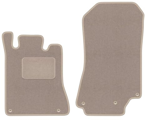 Velours-Fußmatten vorne passend für Mercedes SL R129 1989-2001, Beige, LUX | passend für 500 sl; Velours-Teppich (Polypropylen), ca. 6,5 mm; rutschfest, vormontierte Befestigungen (Typ NAP16)