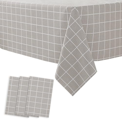 3 Stück Karierte Tischdecke 130x180cm Grau/Weiß Kariert Tischtuch aus Kunststoff Table Cloth Einweg Plastik Rechteckig Tischdecke mit Karierter Flagge für Küche Hochzeit Weihnachten Geburtstag Party