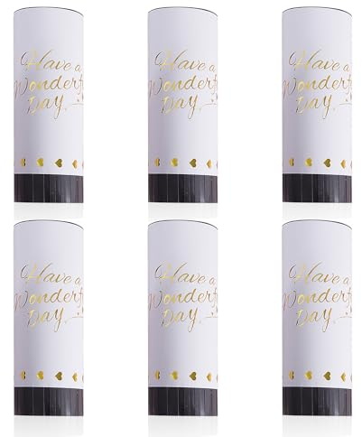 6 cañones de confeti para boda, color blanco, para bodas, graduaciones, año nuevo (blanco)