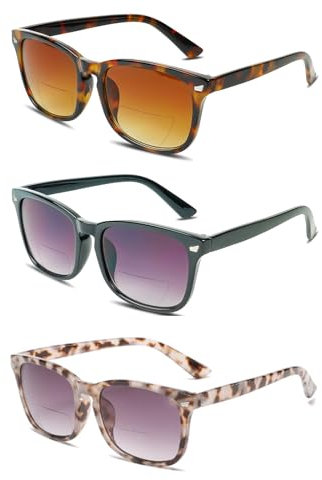 XOQ Bifokal Lesebrille Herren und Damen 3 Stueck Klassische Retro UV400-Sonnenbrille mit komfortablem Scharnier +2.5
