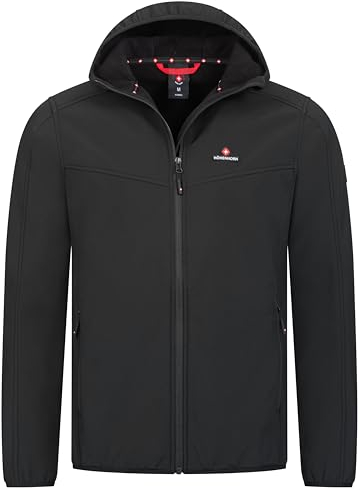 Höhenhorn Alpberg Chaqueta ligera Softshell para hombre, para exteriores, chaqueta de entretiempo, Negro , L