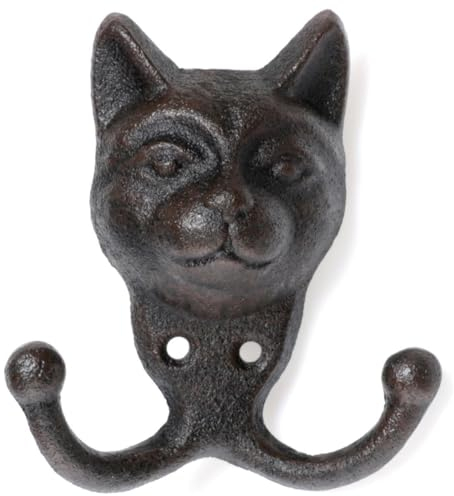 Novaliv Gusseiserne Haken Katzenkopff 10x6x12,5 cm einfache Montage stabil sicher ideal für Wand- und Decken-Dekoration Garderobe Vintage Stil robust langlebig und elegant perfekte Dekoration