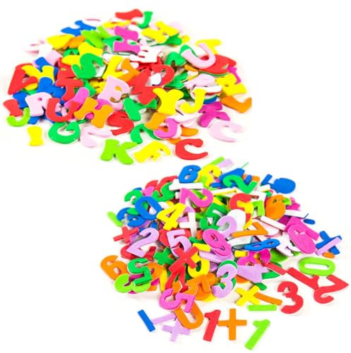 LQIOACU 260 Stück Buchstaben Aufkleber, Klebebuchstaben, Buchstaben zum Aufkleben, Wiederverwendbare Sticker, Sticker Buchstaben, Moosgummi Selbstklebend, Ziffern + Buchstaben