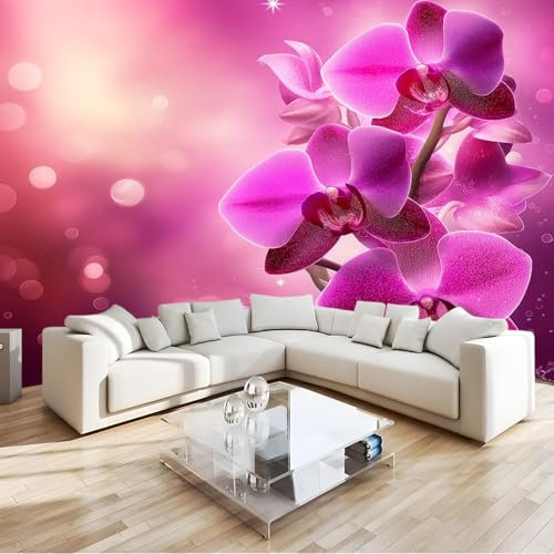Fototapete 3D Orchidee Lila Farbverlauf 400x280 cm Vlies Tapeten Wandtapete Moderne Wanddeko Design Wand Dekoration Wohnzimmer Schlafzimmer
