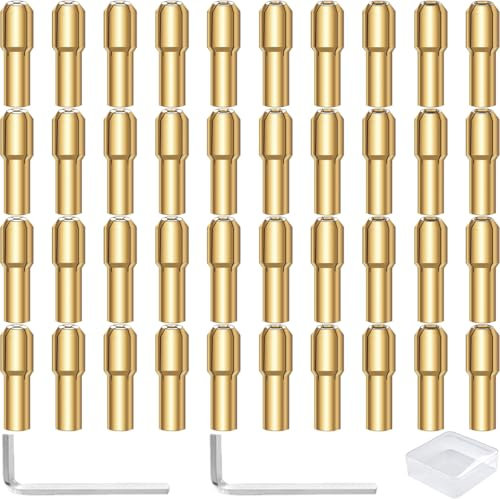 EATBALE Brass Drill Collet Chuck Set, 0.5-3.2mm Precision Chuck Holder Electric Grinding Quick Change Drill Lock Nut Bit Accessories for Dremel Rotary Tools Replacement, with Box & L-Wrench (40 Pcs)
