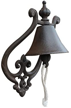 Vintage American Style Cast Iron Manual Doorbell Door Knocker for Farmhouse Garden Decor Gate Metal Front Door/Gate Knockers with Handle