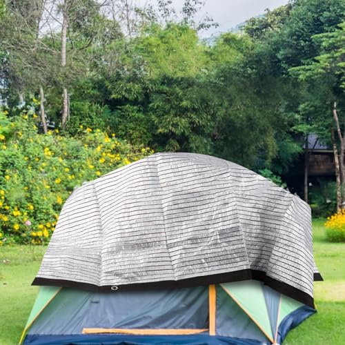 Tenda parasole per esterni, da giardino, resistente ai raggi UV, tessuto per serra/patio/pergola, riflettente, in alluminio, 4 x 6 m, colore: grigio
