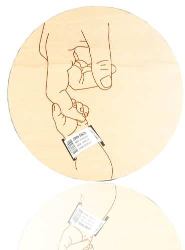 Andenken Holz für Baby Geburt, Krankenhaus Armband, Neugeborenes hölzernes Willkommensschild, Geburtsbändchen Halter, Armbandhalter(Kleine Hände halten große Hände)