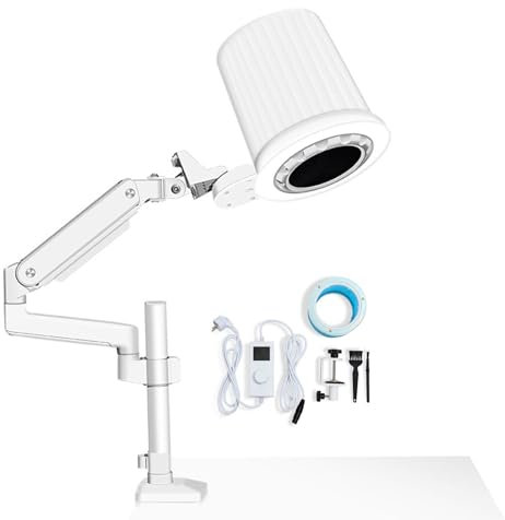 Lakenbroade Original Vacuum Nail Dust Collector for Pedicure & Manicure with Built-in Dimmable LED, Certified Changeable Filter, and Universal Table Mount