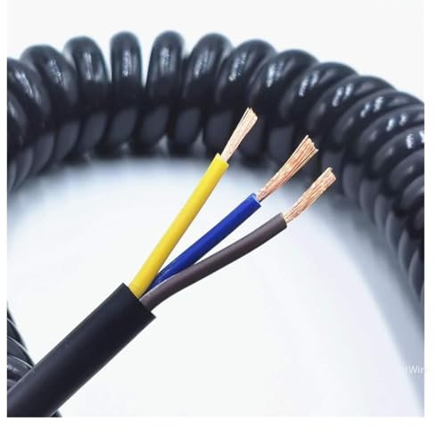 Cavo a spirale Cavo elettrico estensibile Cavo di alimentazione telescopico Cavo a molla Cavo a molla a 3 core, cavo elettrico a spirale, cavo di alimentazione Cavo estensibile