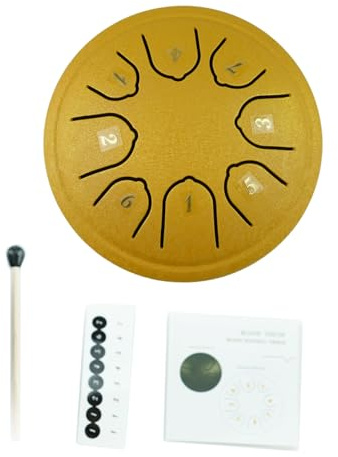 Stahlzungentrommel, 11,4 cm, 8 Noten, Handpan-Trommel, C-Schlüssel, Percussion-Instrument mit Schlägeln für Musikunterricht, Konzert
