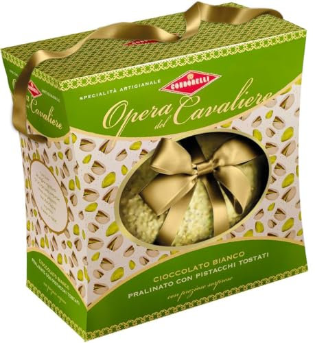 Uovo Opera del Cavaliere al Cioccolato Bianco con Pistacchi Tostati con Sorpresa in Elegante Scatola con Laccio per condorelli 330g (2025)