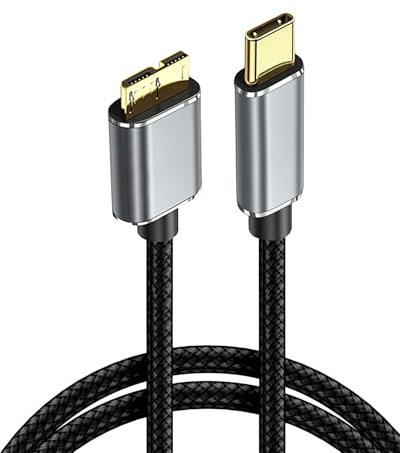 MDLSDE USB C to Micro B Cable, 0.5M External Hard Drive Cable Type C to USB Micro B 3.1 Nylon Braided Portable External Hard Drives Compatible with Galaxy S5 Camera Seagate WD Toshiba Westgate