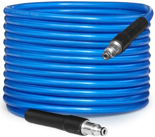 30m Pressure Washer Replacement Hose for Bosch AQT Series - Extension Hose with Pipe Cleaning Kit, Connector & Quick Coupling - Blue