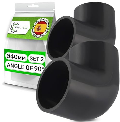 2 Piezas Reductor PVC con Ángulo de 90° Ø 40 mm Tipo de Conexión Hembra-Hembra Adecuado para Unir Fuertemente Dos Tubos con Pegamento - MADE IN SPAIN - Garantía de 5 Años - ONIX TECH